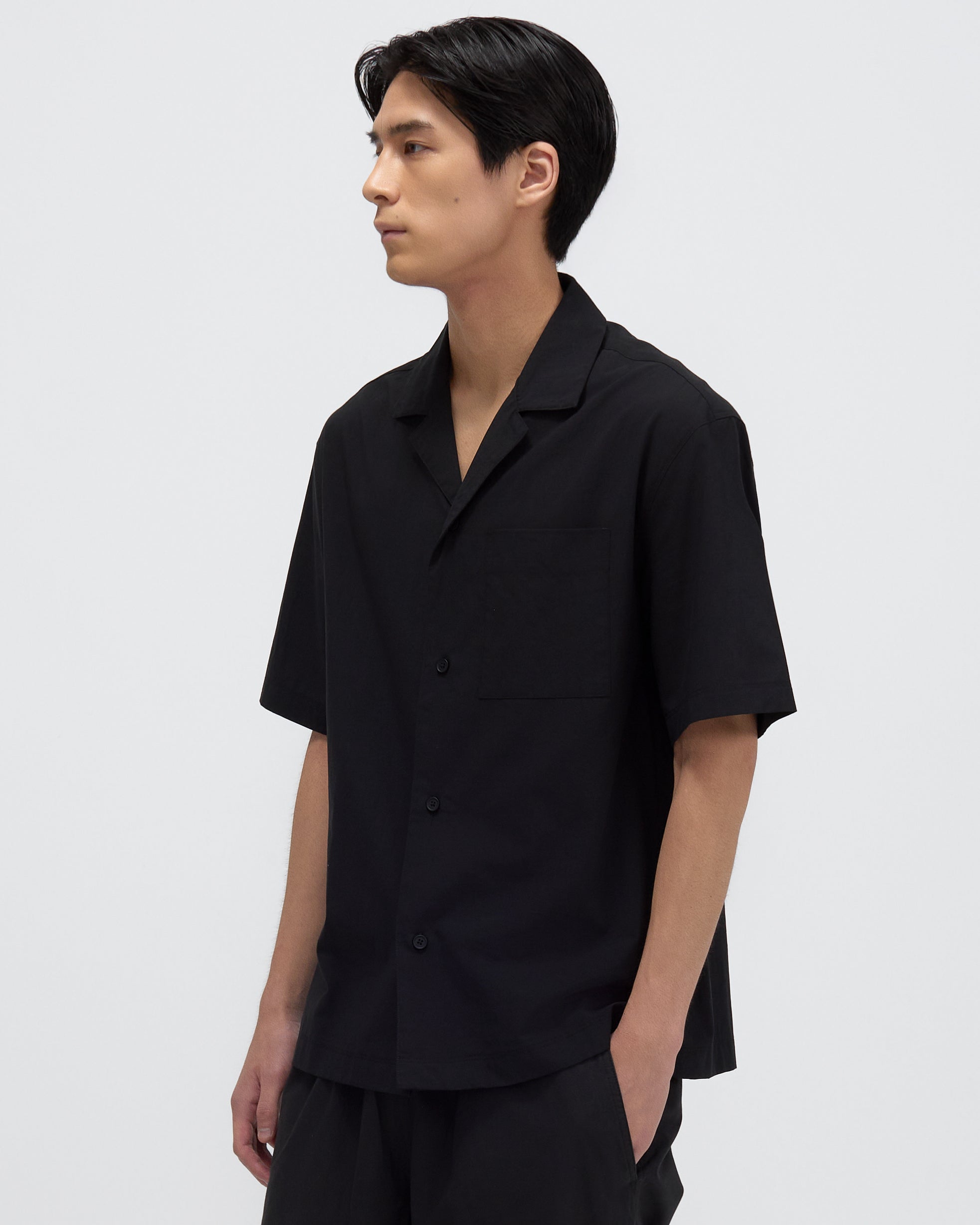 Men's Relaxed Camp Collar Shirt Black