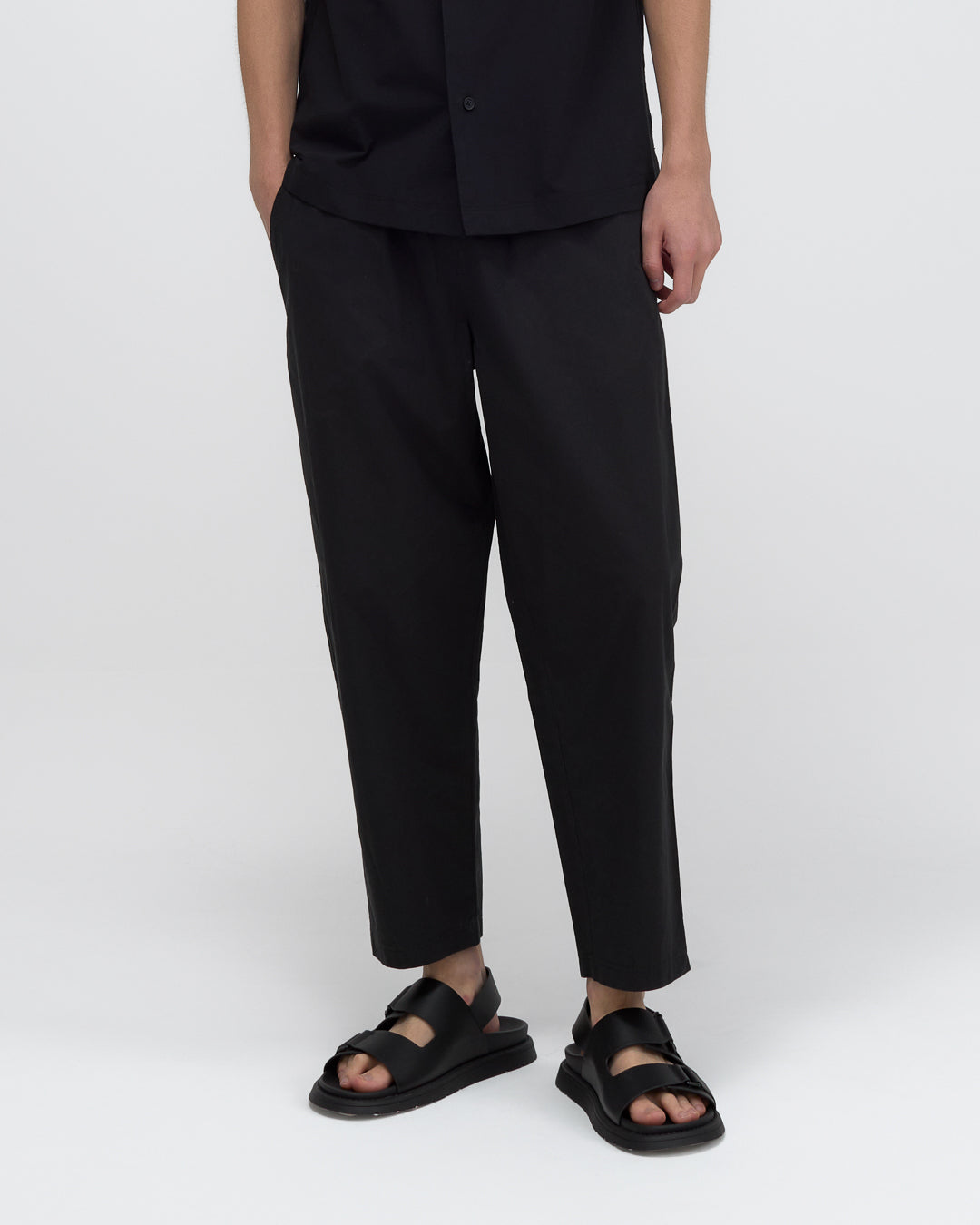 Relaxed Drawstring Trousers in Black - Archive