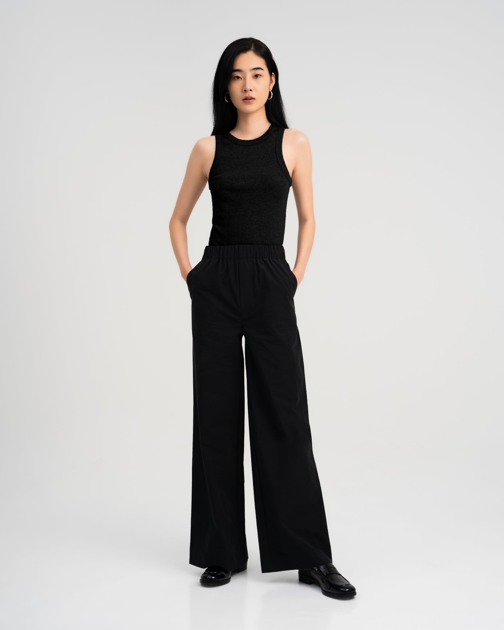 Women Elasticated Wide-Leg Trouser Black