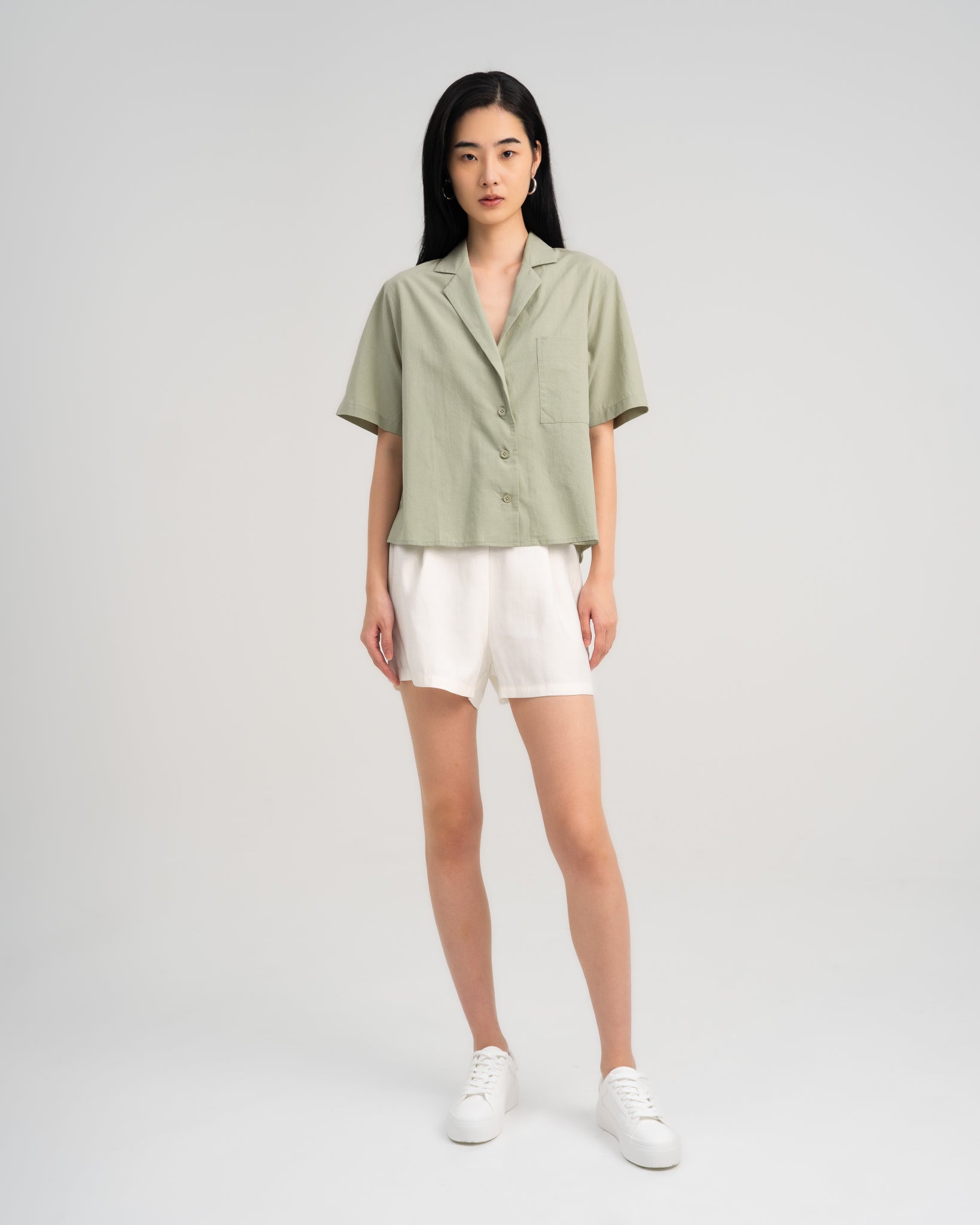 Women's Relaxed Camp Collar Shirt Laurel Green