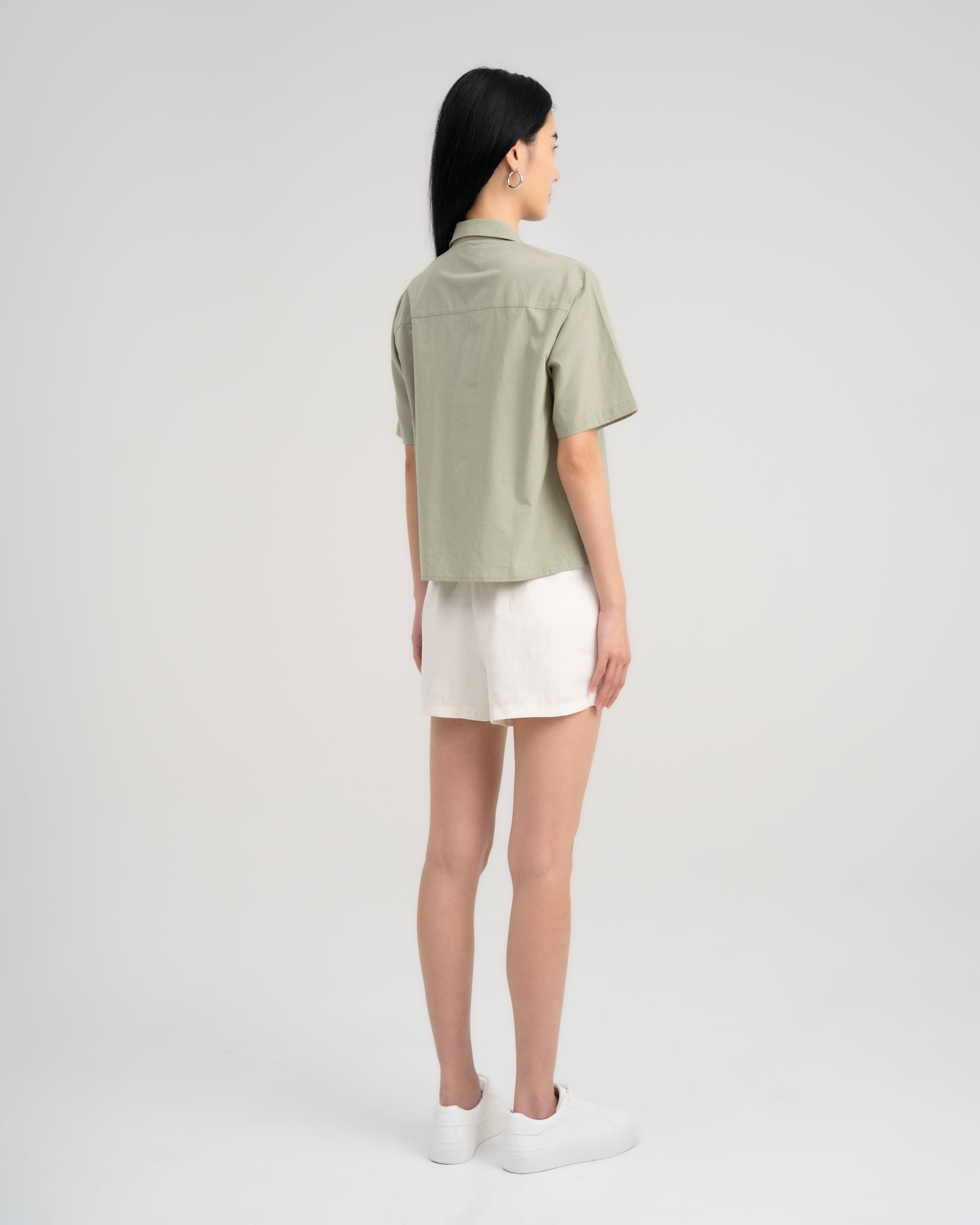 Women's Relaxed Camp Collar Shirt Laurel Green